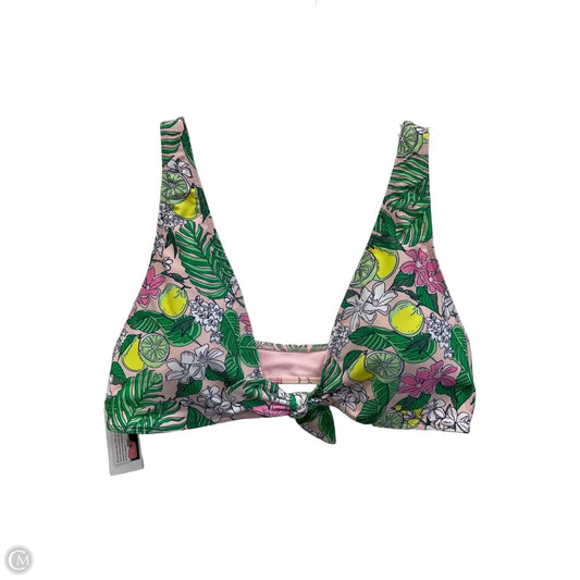 Swimsuit Top By Vineyard Vines In Green & Pink, Size: L