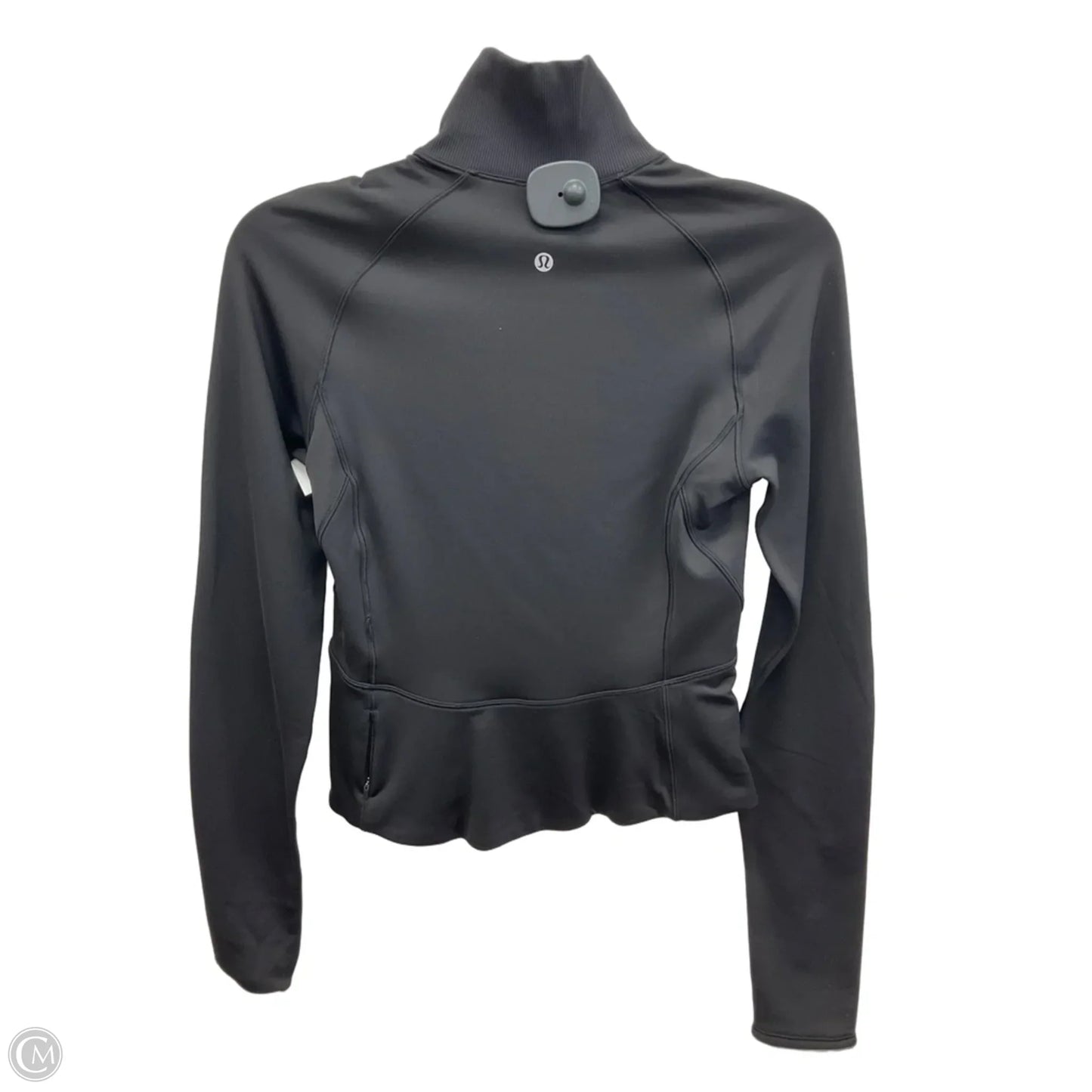Athletic Top Long Sleeve Collar By Lululemon In Black, Size: 4