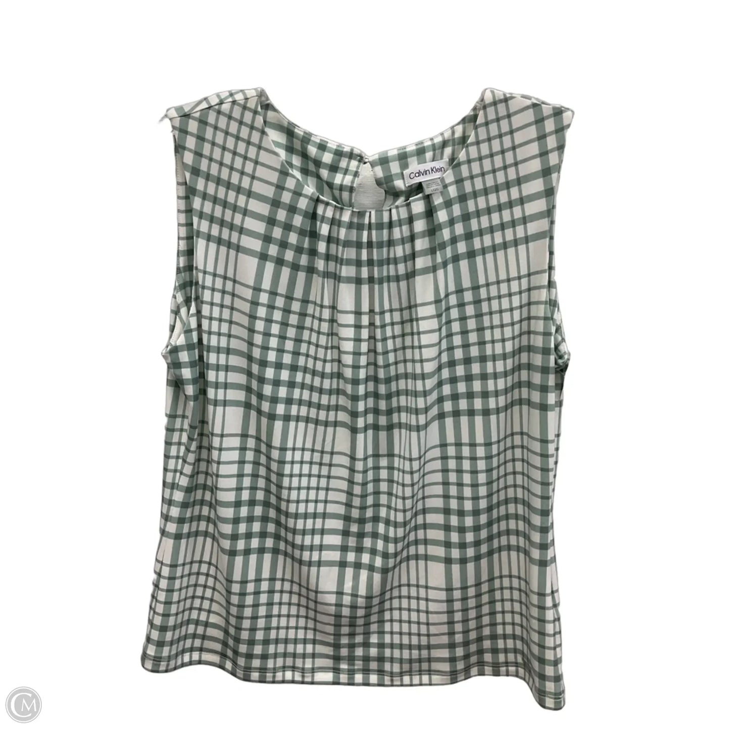 Top Sleeveless By Calvin Klein In Plaid Pattern, Size: L