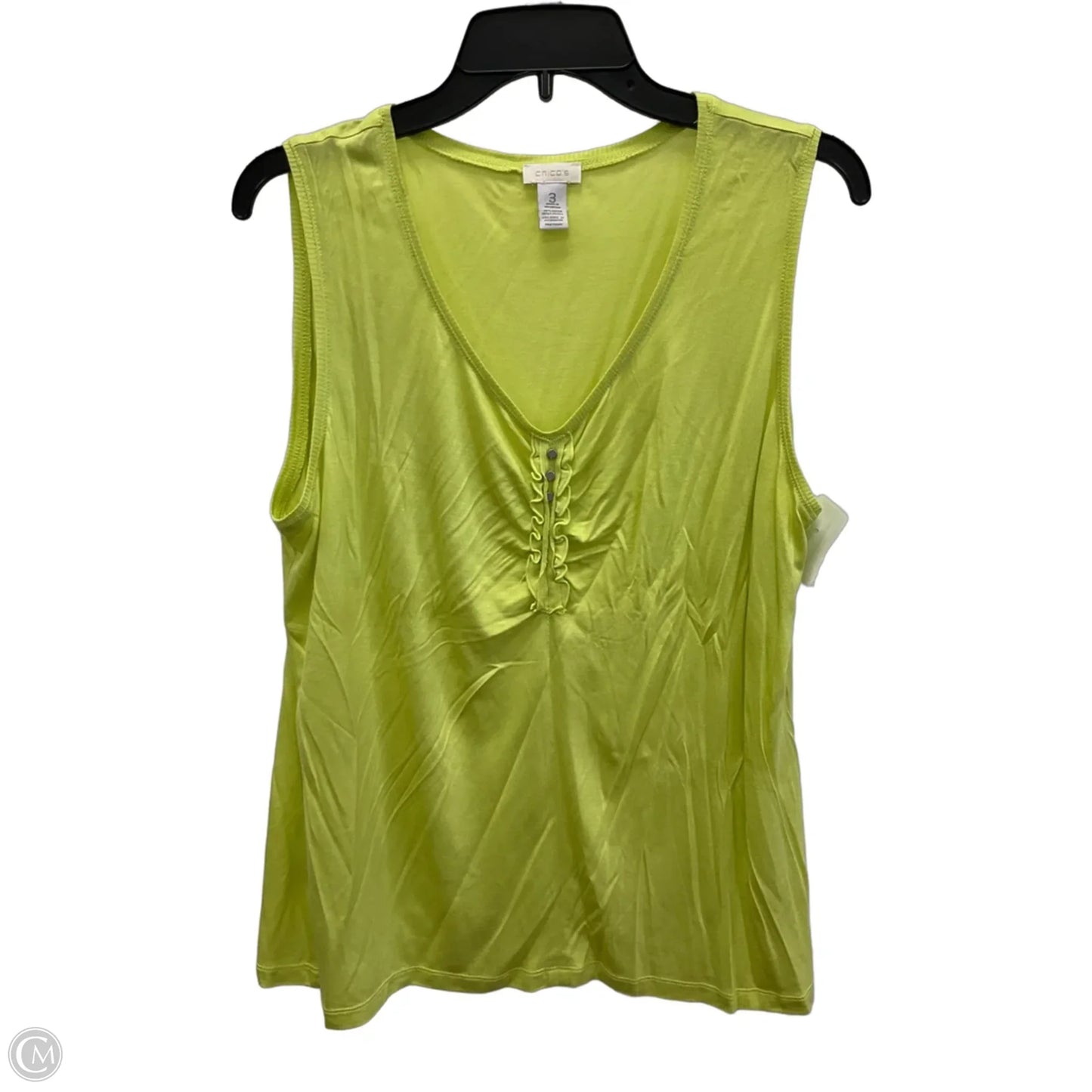 Top Sleeveless By Chicos In Yellow, Size: Xl