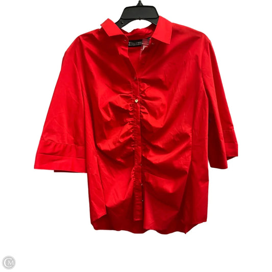 Blouse Short Sleeve By New York And Co In Red, Size: Xl