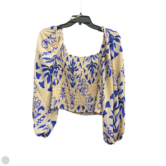 Top Long Sleeve By Sienna Sky In Blue & Cream, Size: M