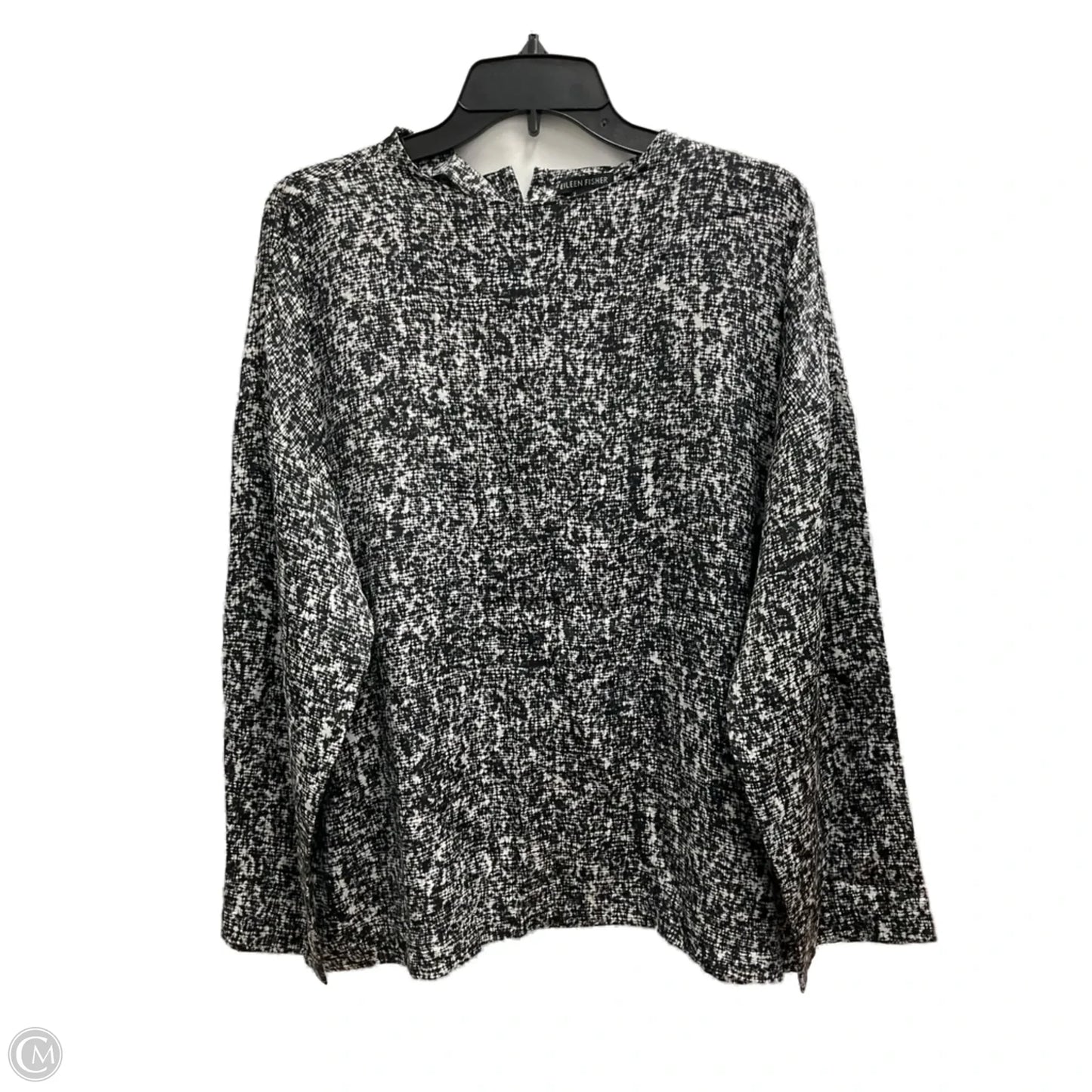 Top Long Sleeve By Eileen Fisher In Black & White, Size: Xl