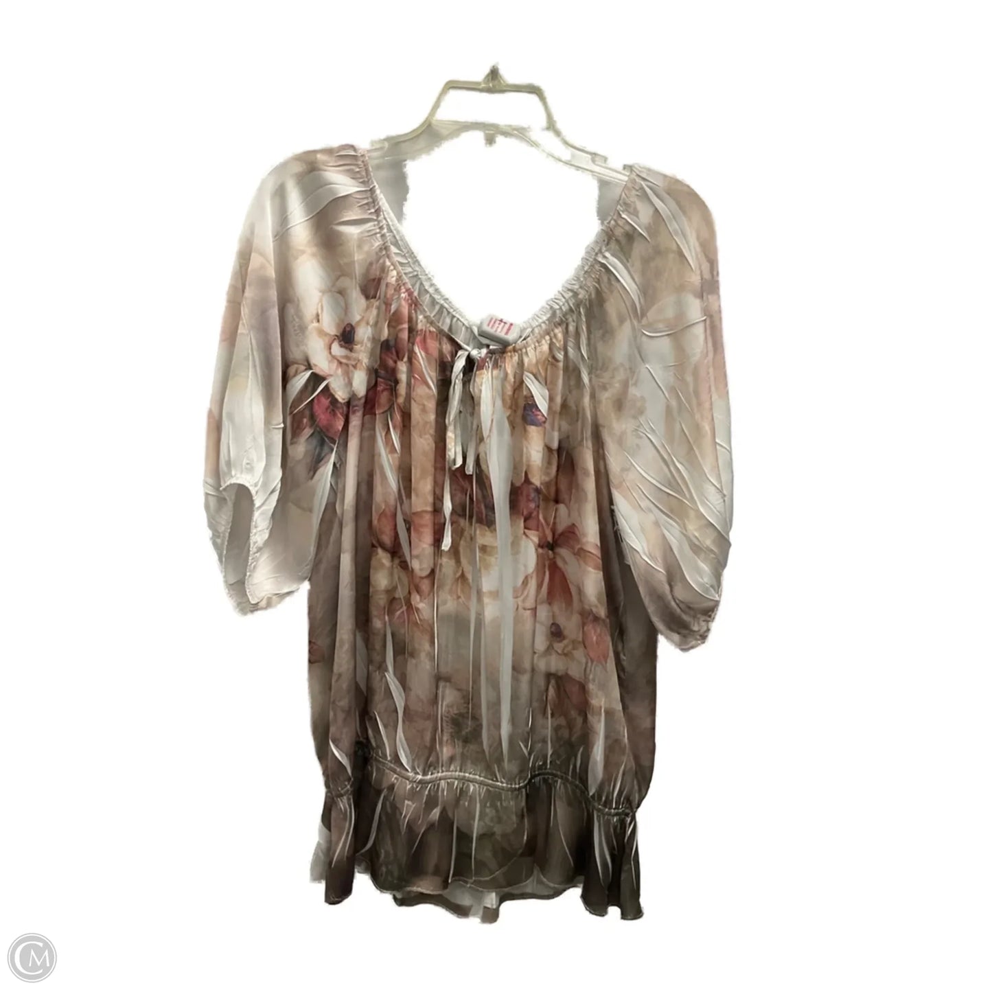 Top Short Sleeve By Christopher And Banks In Floral Print, Size: L