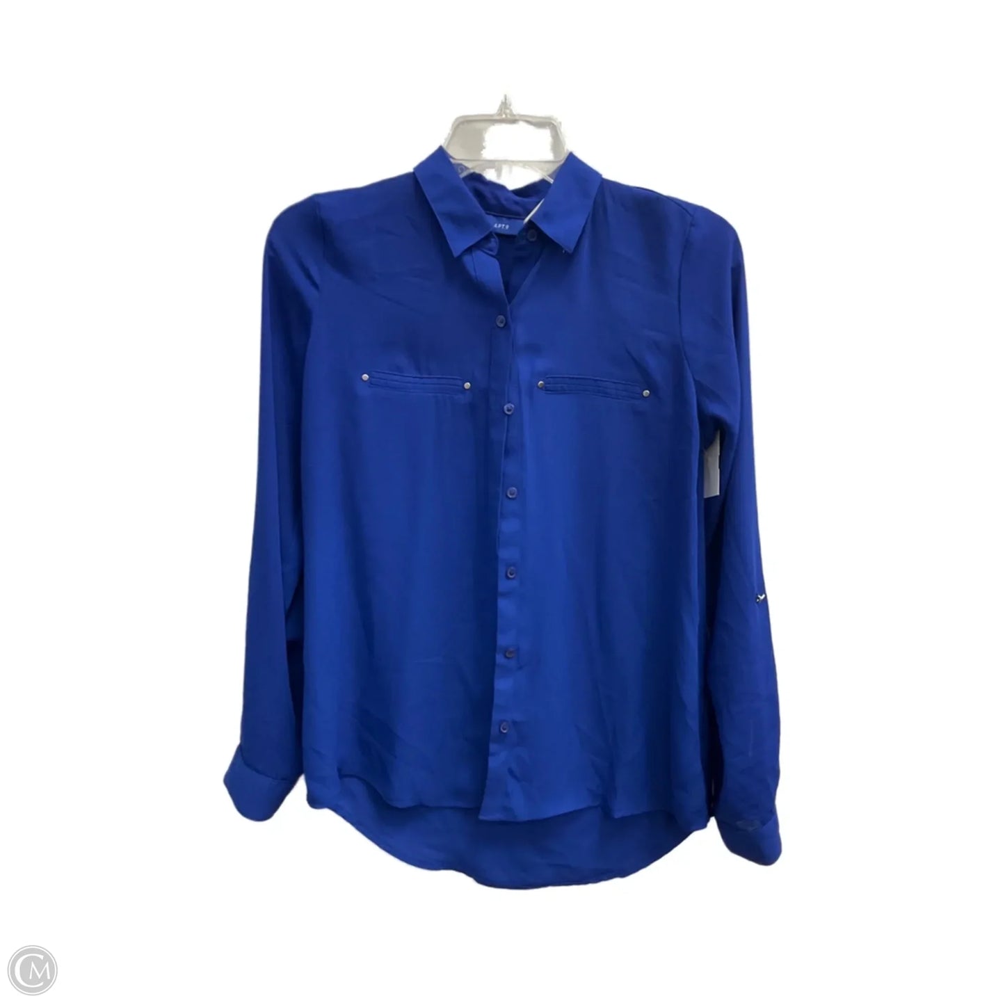 Blouse Long Sleeve By Apt 9 In Blue, Size: Xs