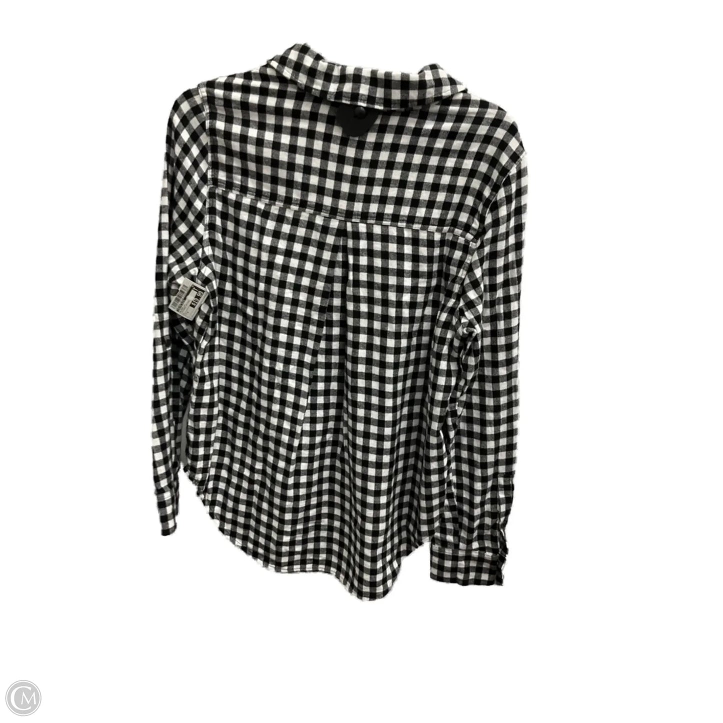 Blouse Long Sleeve By Calvin Klein In Checkered Pattern, Size: S