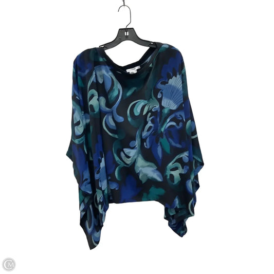 Poncho By Chicos In Black & Blue, Size: Xl