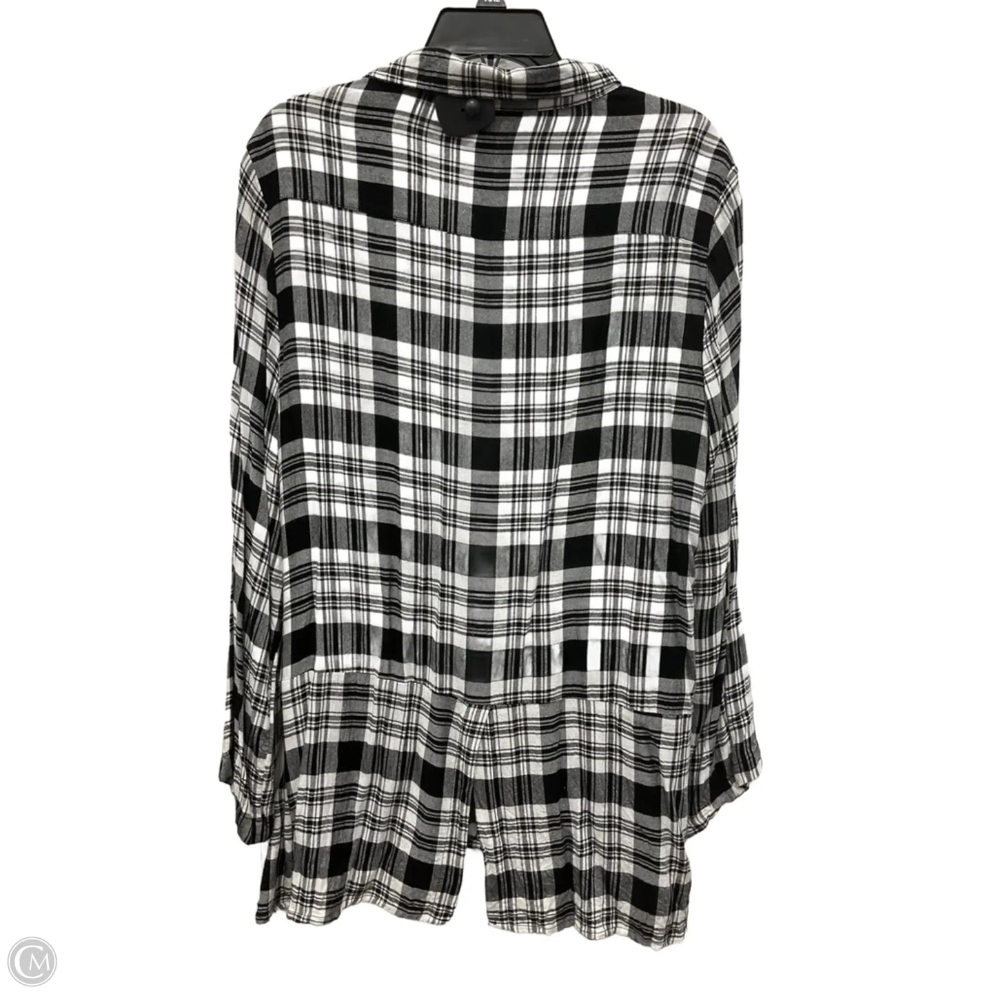 Blouse Long Sleeve By Simply Noelle In Plaid Pattern, Size: Xl