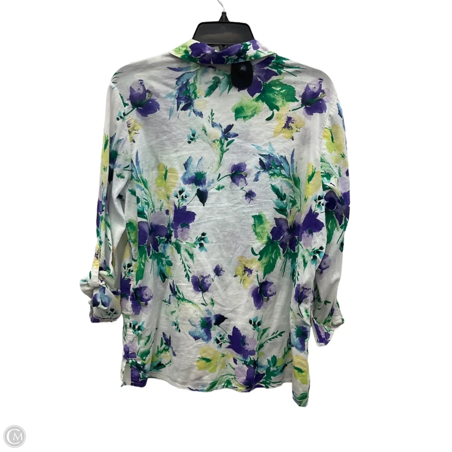 Blouse Long Sleeve By Chicos In Floral Print, Size: L