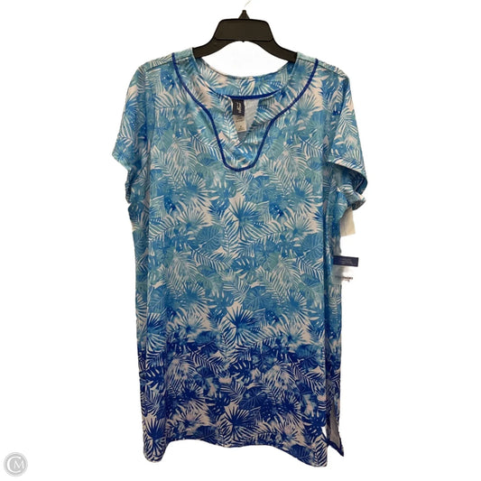 Swimsuit By Clothes Mentor In Blue & White, Size: 1x