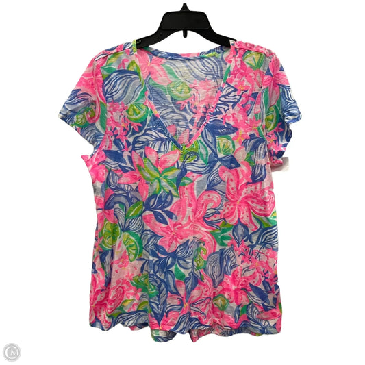 Top Short Sleeve Designer By Lilly Pulitzer In Floral Print, Size: Xl