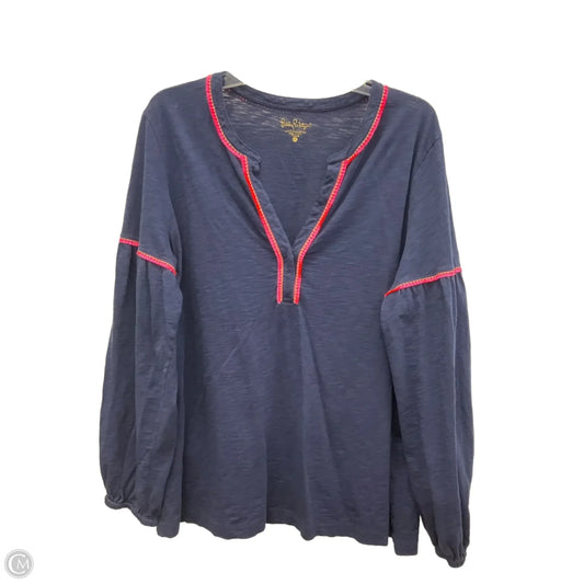 Top Long Sleeve Designer By Lilly Pulitzer In Navy, Size: Xl