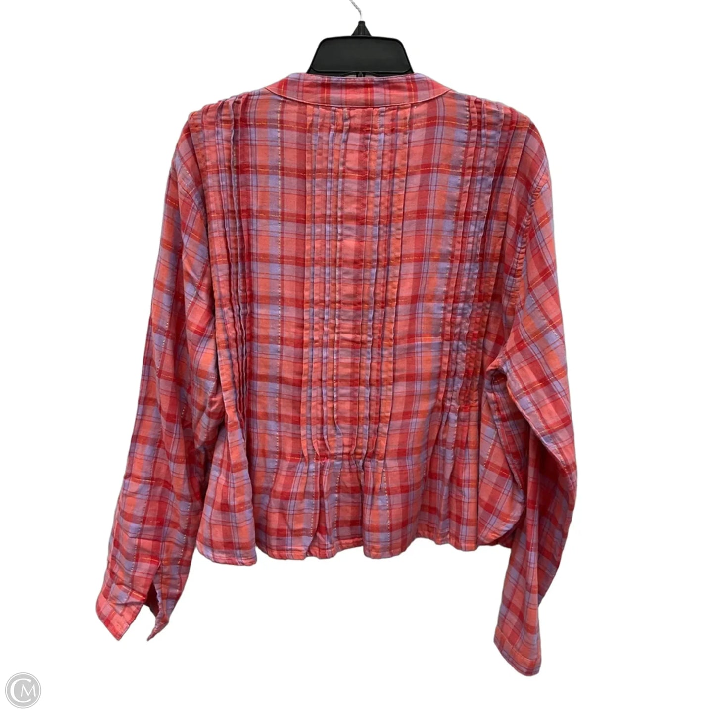 Top Long Sleeve By Natural Life In Plaid Pattern, Size: L