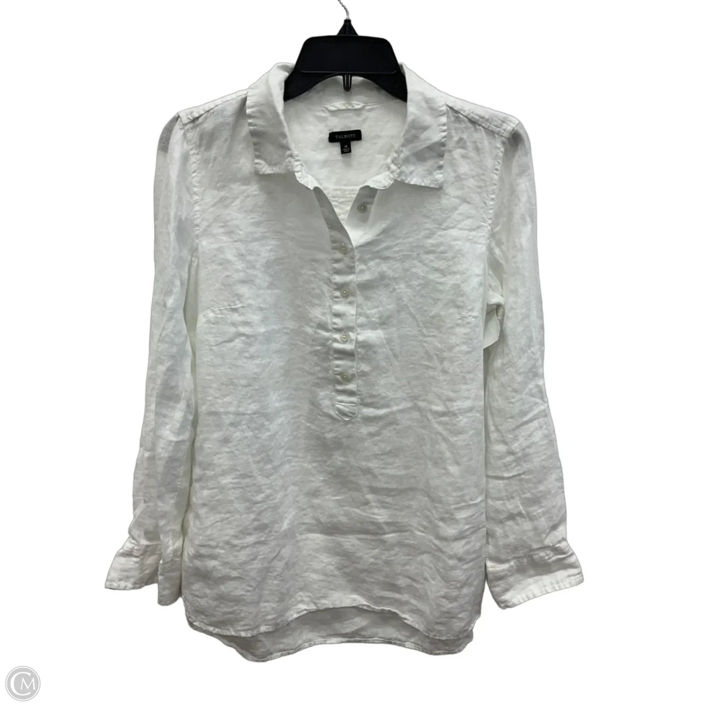 Top Long Sleeve By Talbots In White, Size: M