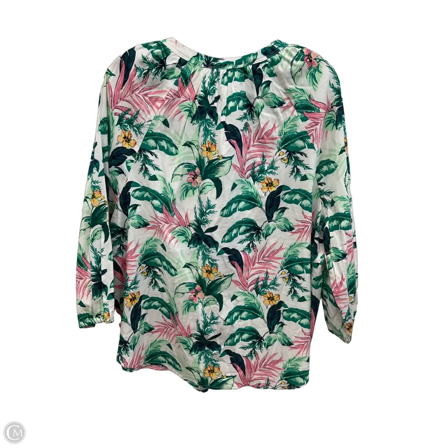 Top 3/4 Sleeve By Loft In Tropical Print, Size: Xxl