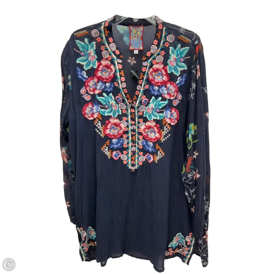 Tunic Long Sleeve By Johnny Was In Navy, Size: Xl
