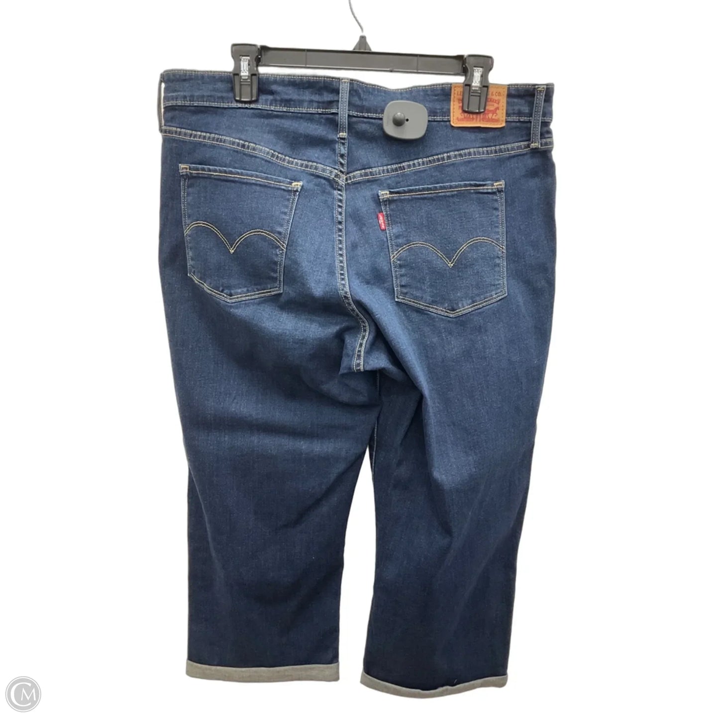 Jeans Cropped By Levis In Blue Denim, Size: 18