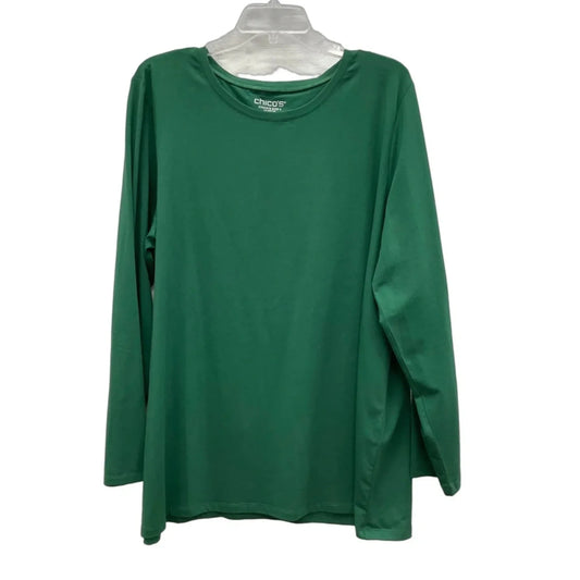 Top Long Sleeve Basic By Chicos In Green, Size: Xxl