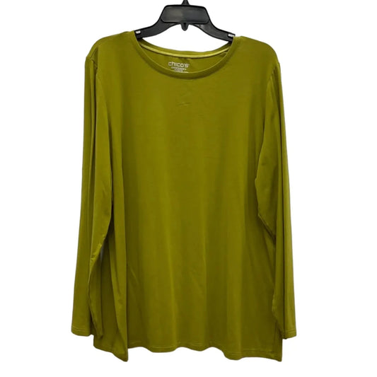 Top Long Sleeve Basic By Chicos In Green, Size: Xxl