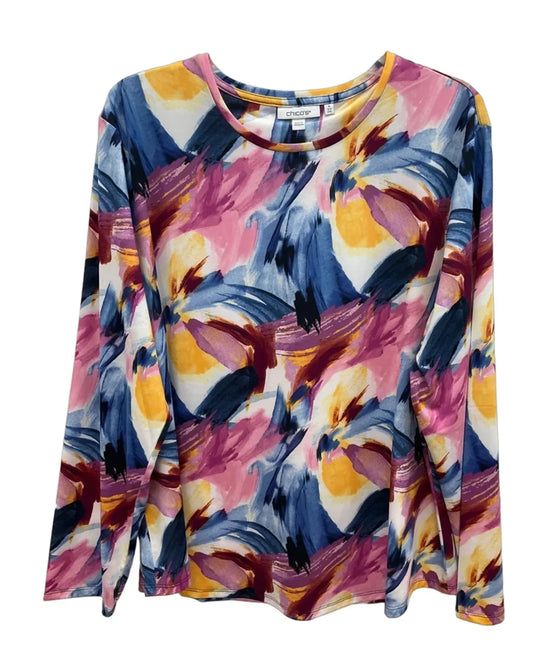 Top Long Sleeve By Chicos In Multi-colored, Size: Xxl