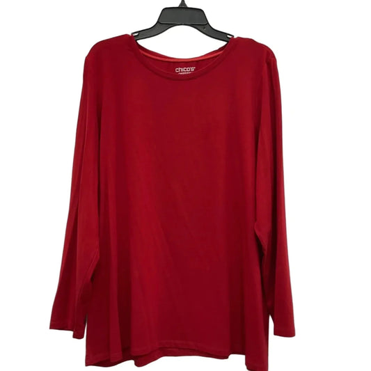 Top Long Sleeve Basic By Chicos In Red, Size: Xxl
