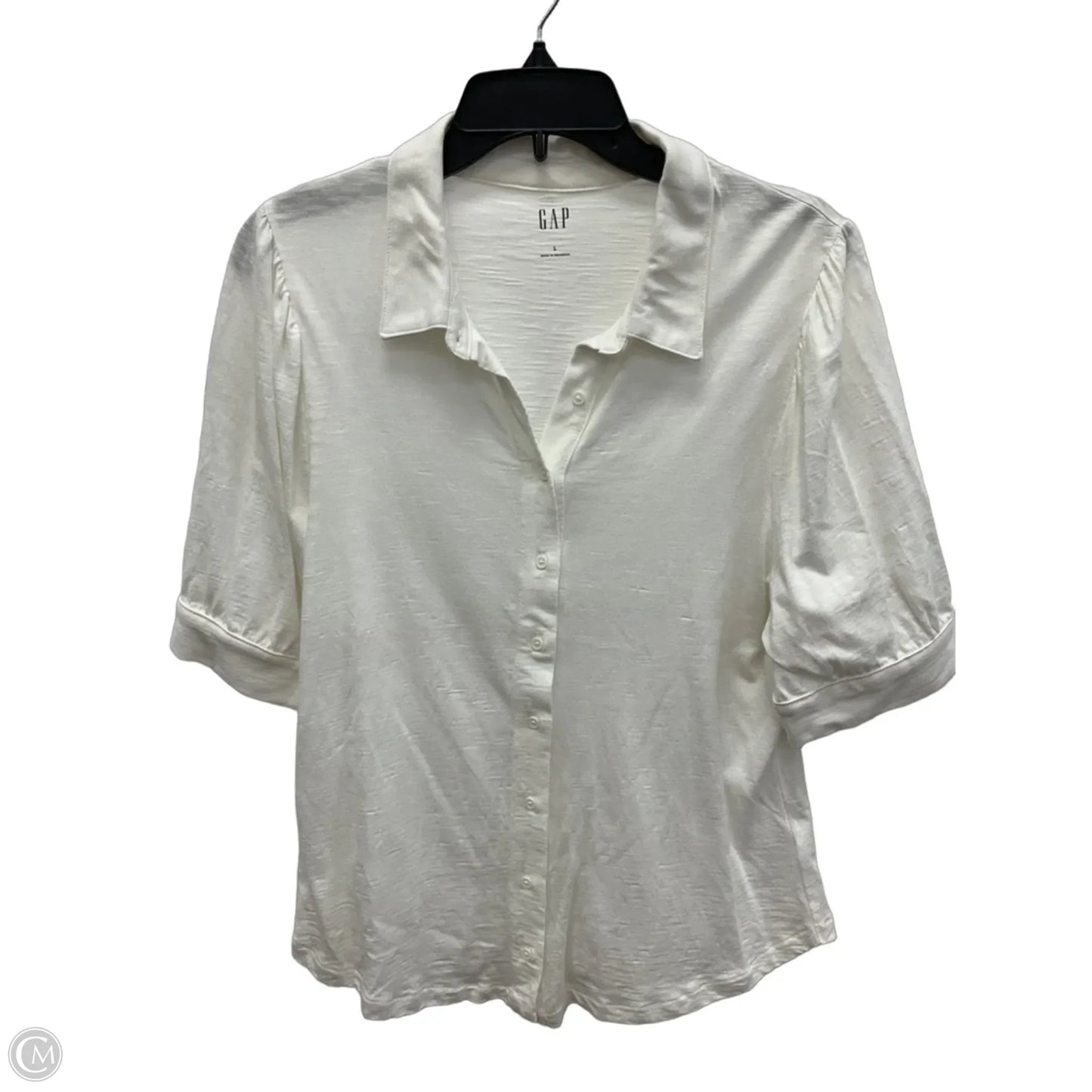 Top Short Sleeve By Gap In White, Size: L