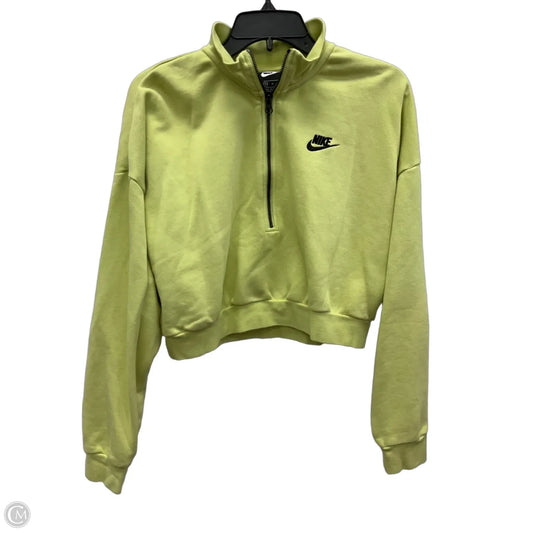 Athletic Top Long Sleeve Collar By Nike In Green, Size: M