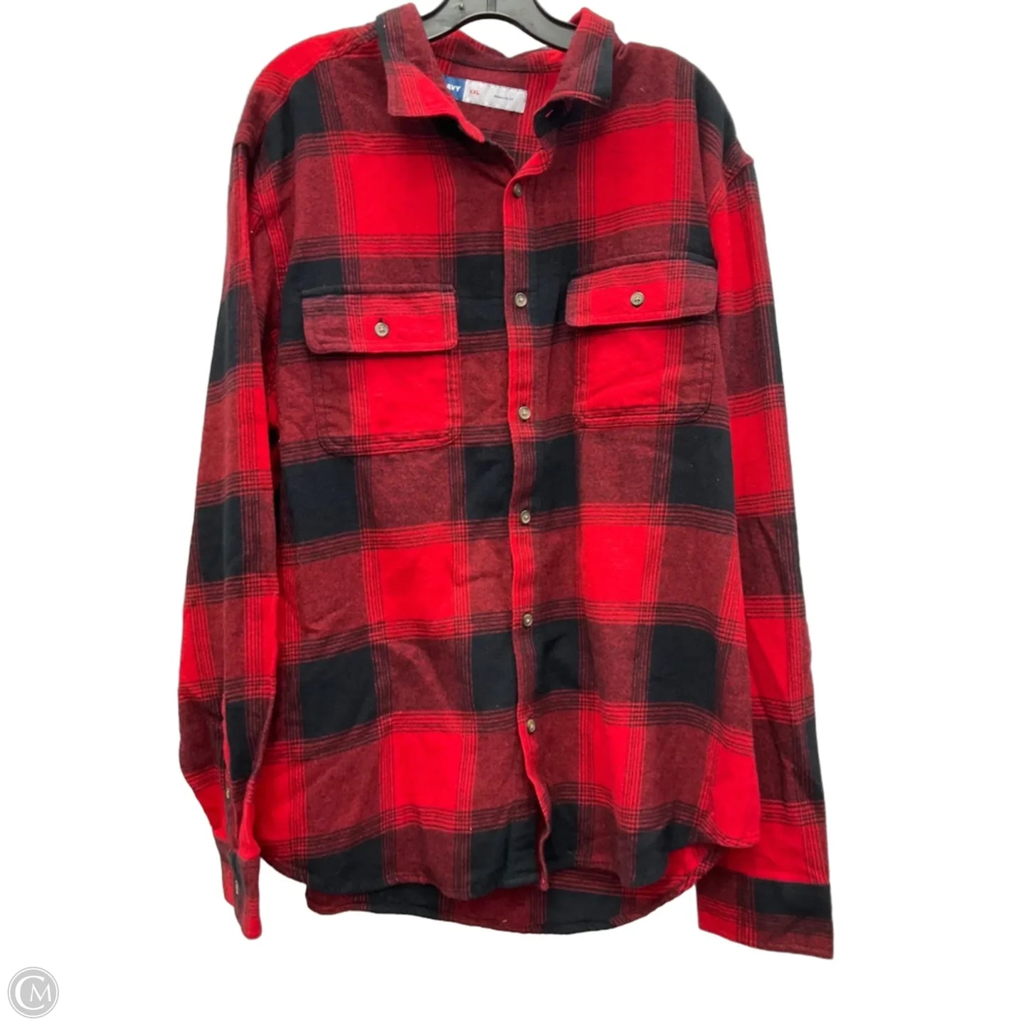 Blouse Long Sleeve By Old Navy In Black & Red, Size: Xxl