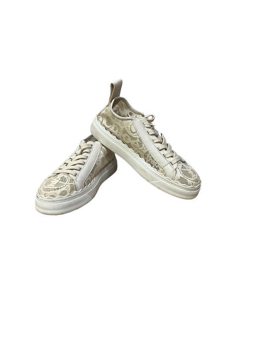 White Shoes Luxury Designer Chloe, Size 10