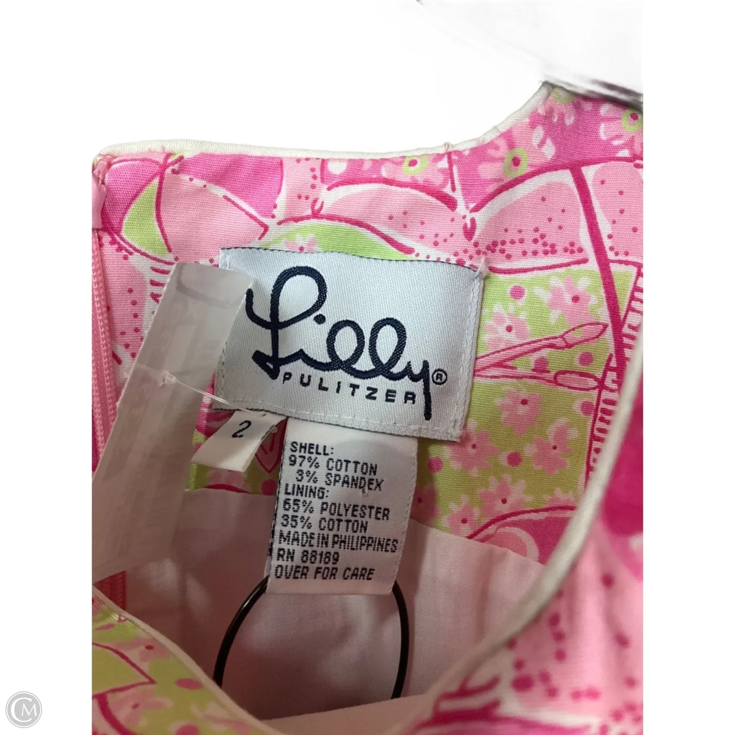Dress Designer By Lilly Pulitzer In Green & Pink, Size: 2