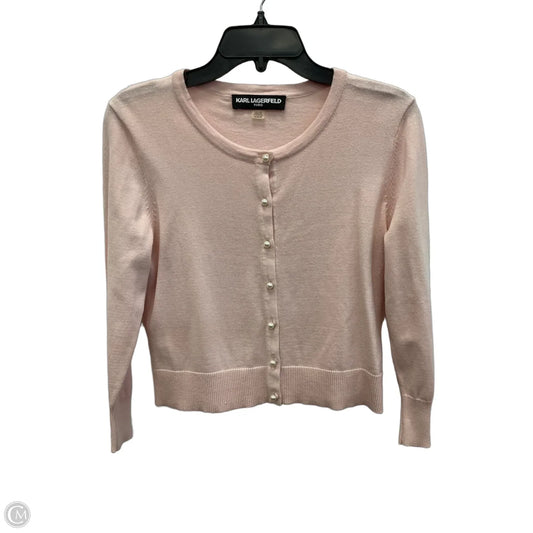 Cardigan Designer By Karl Lagerfeld In Pink, Size: M