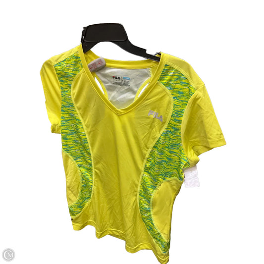 Athletic Top Short Sleeve By Fila In Yellow, Size: L