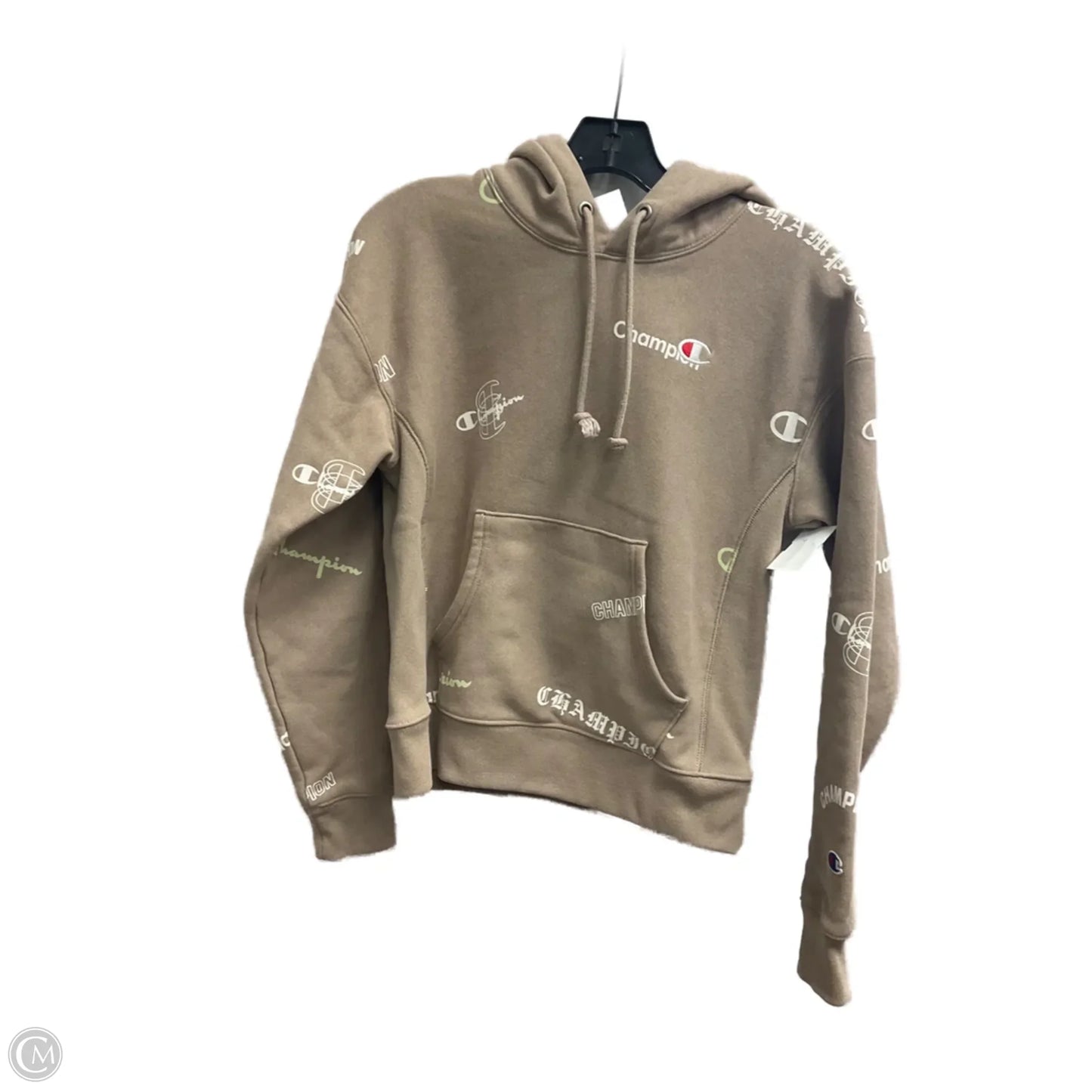 Athletic Sweatshirt Hoodie By Champion In Beige, Size: Xs