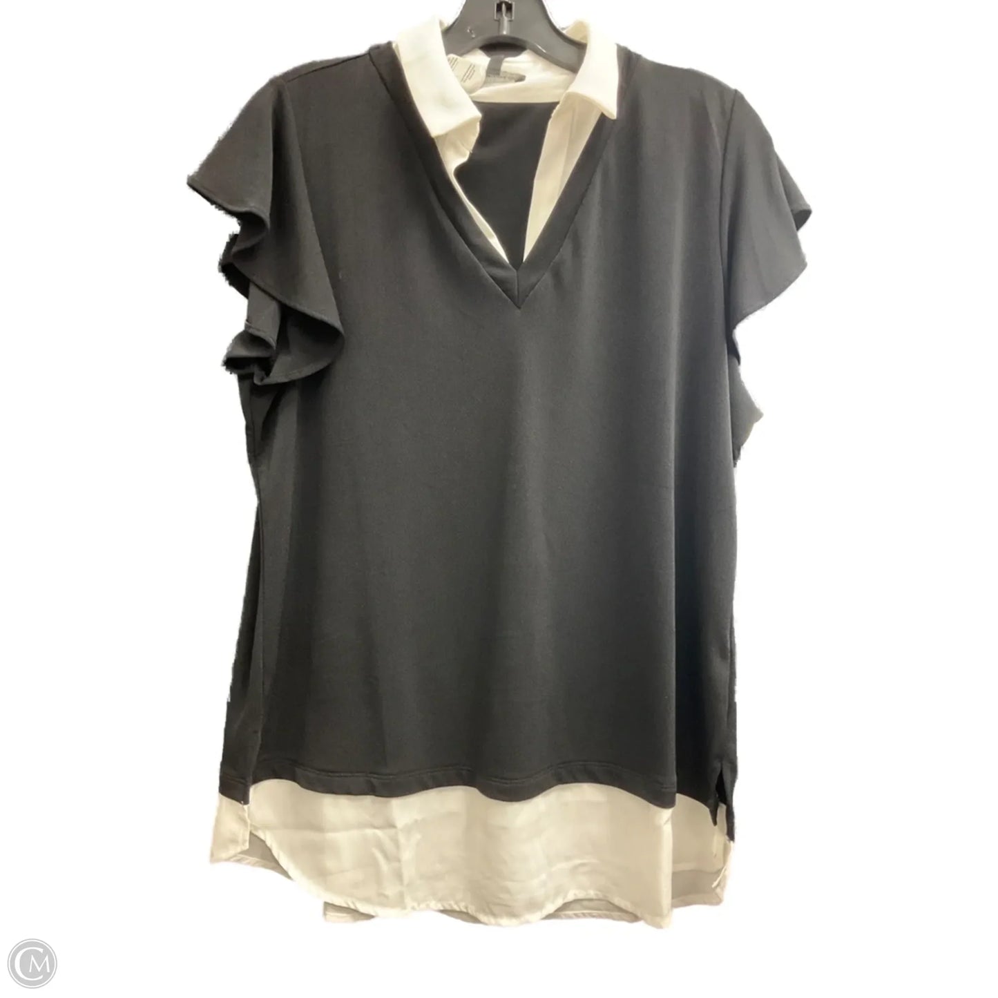 Top Long Sleeve By Adrianna Papell In Black & White, Size: L