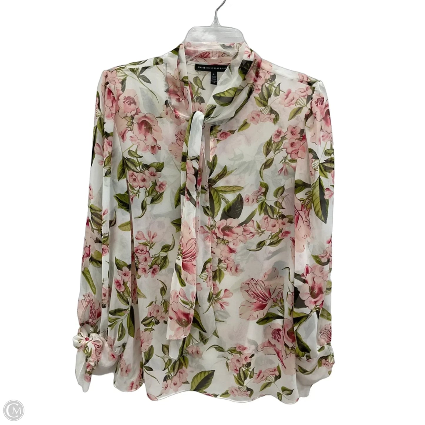 Top Long Sleeve By White House Black Market In Floral Print, Size: L
