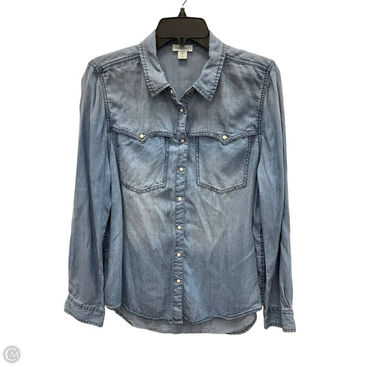 Blouse Long Sleeve By Sundance In Blue Denim, Size: M