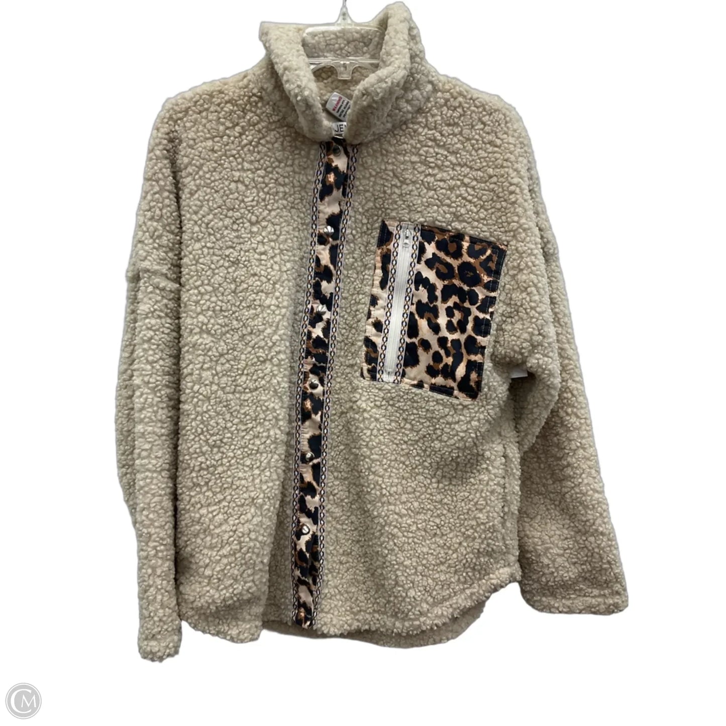 Jacket Faux Fur & Sherpa By Jen & Co In Cream, Size: S