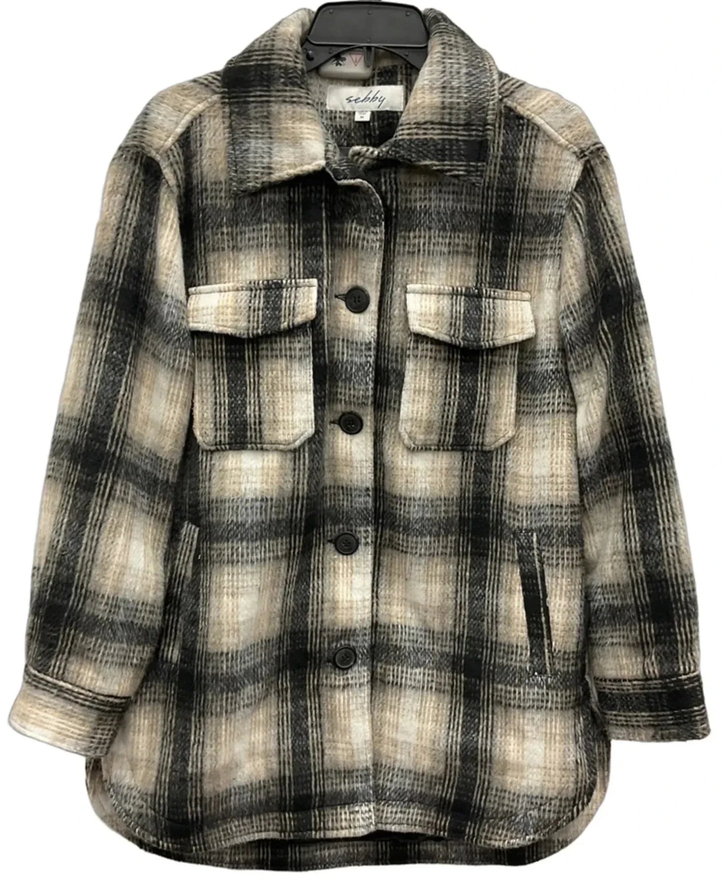 Jacket Shirt By Sebby In Plaid Pattern, Size: M