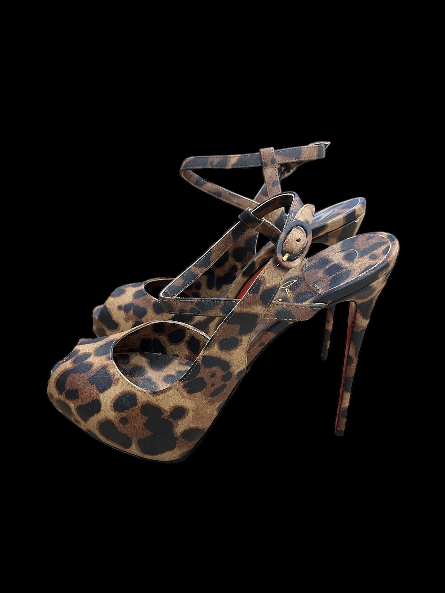 Shoes Luxury Designer By Christian Louboutin In Animal Print, Size: 8