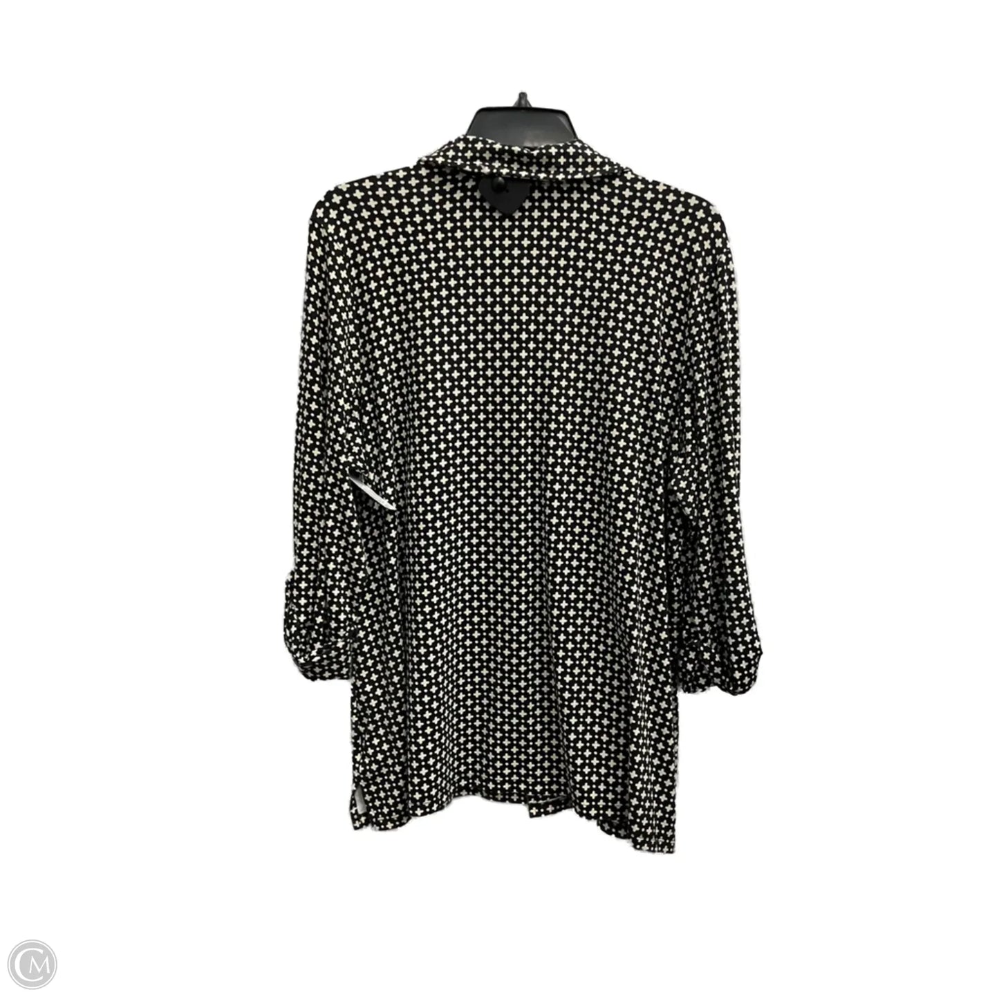 Blouse Long Sleeve By Charter Club In Black & Cream, Size: 1x