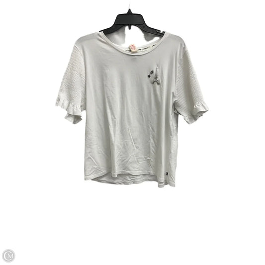 Top Short Sleeve Designer By Karl Lagerfeld In White, Size: Xl