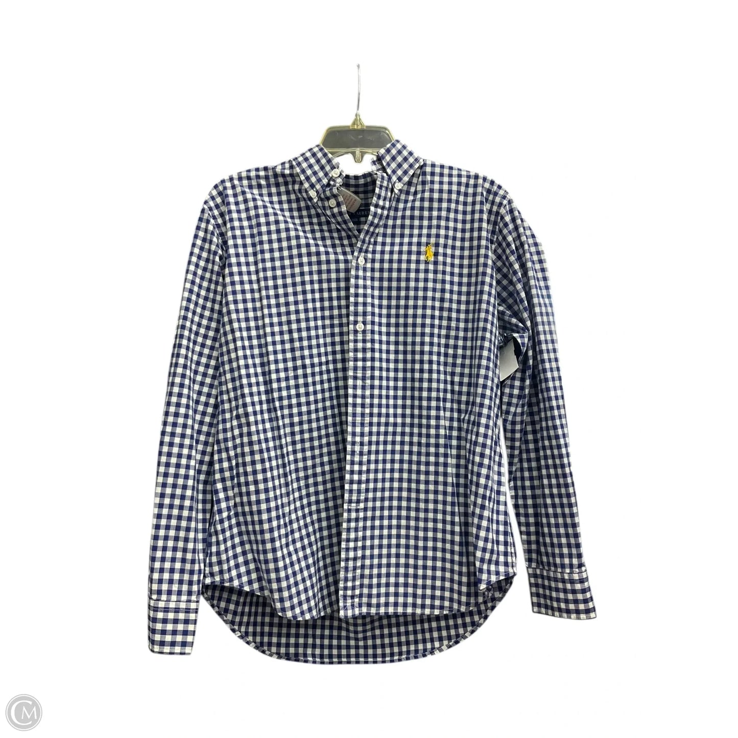 Blouse Long Sleeve By Ralph Lauren In Checkered Pattern, Size: Xl