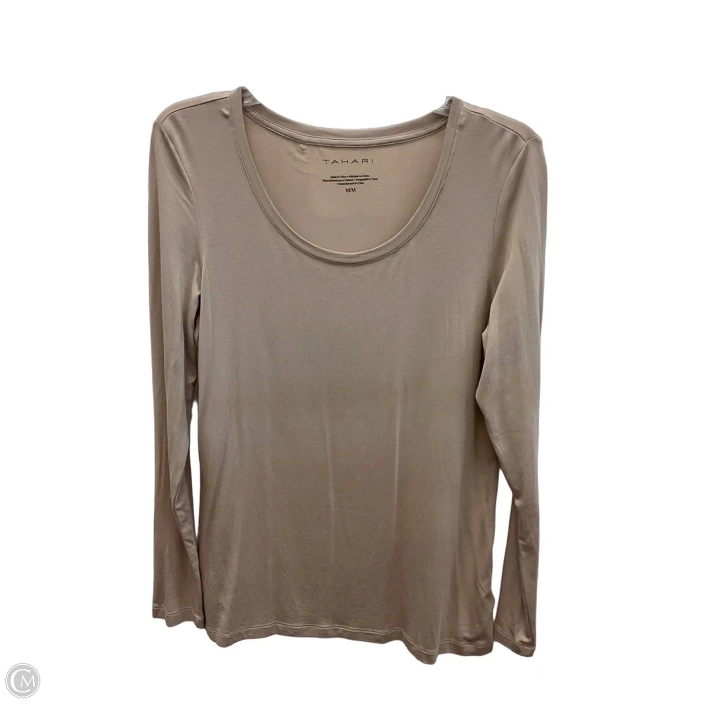 Top Long Sleeve Basic By Tahari In Taupe, Size: M