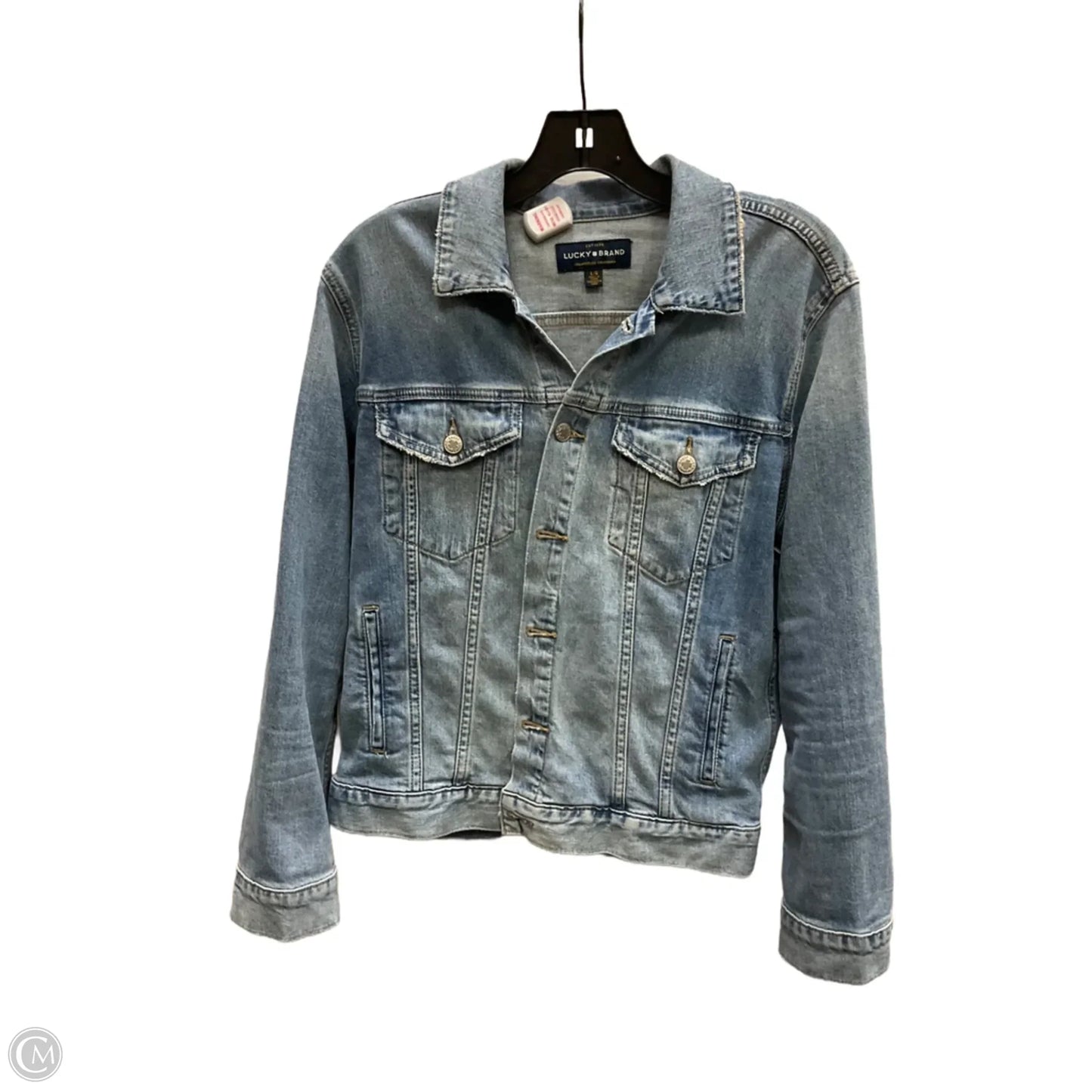 Jacket Denim By Lucky Brand In Blue Denim, Size: L