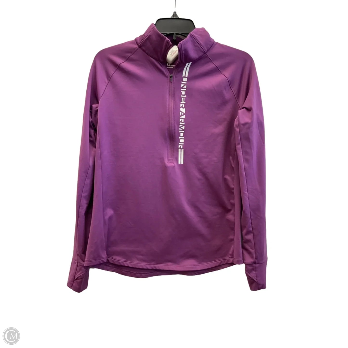 Athletic Top Long Sleeve Collar By Under Armour In Purple, Size: L