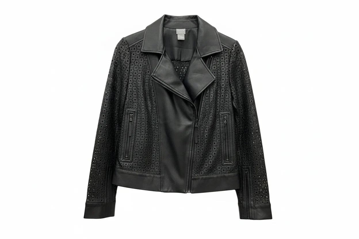 Jacket Moto By Chicos In Black, Size: S