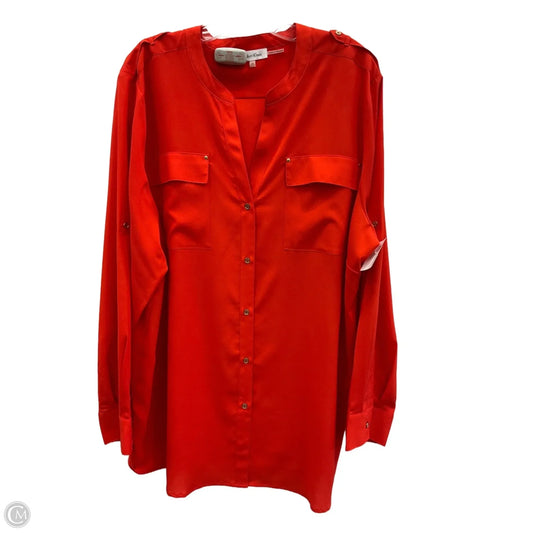 Top Long Sleeve By Calvin Klein In Orange, Size: 2x