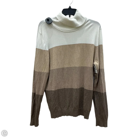 Top Long Sleeve By Calvin Klein In Striped Pattern, Size: Xl