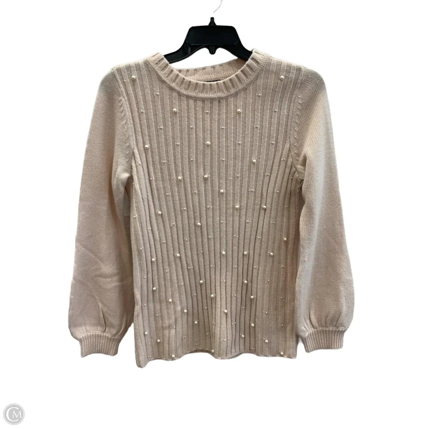 Sweater Cardigan Designer By Karl Lagerfeld In Peach, Size: M