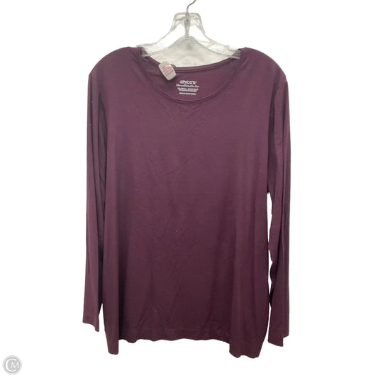 Top 3/4 Sleeve By Chicos In Maroon, Size: Xl